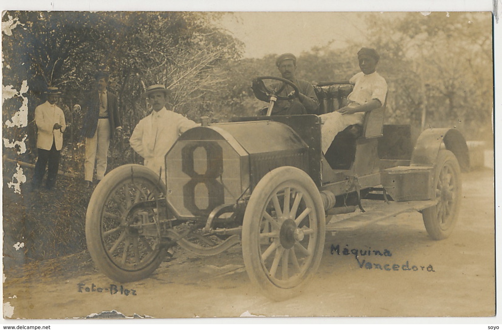 Real Photo Maquina Vencedora Winning Car Foto Bloz Pilot With Black Guy  Probably In Cuba - Autres & Non Classés