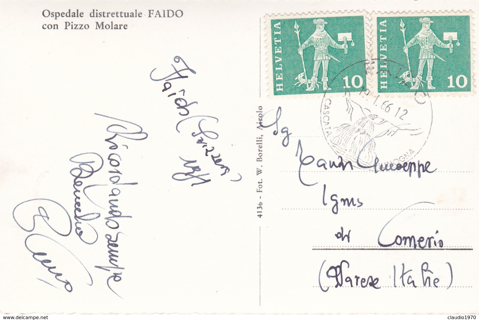 CARTOLINA - POSTCARD - SVIZZERA - OSPEDALE DISTRETTUALE FAIDO CON PIZZO MOLARE - Faido