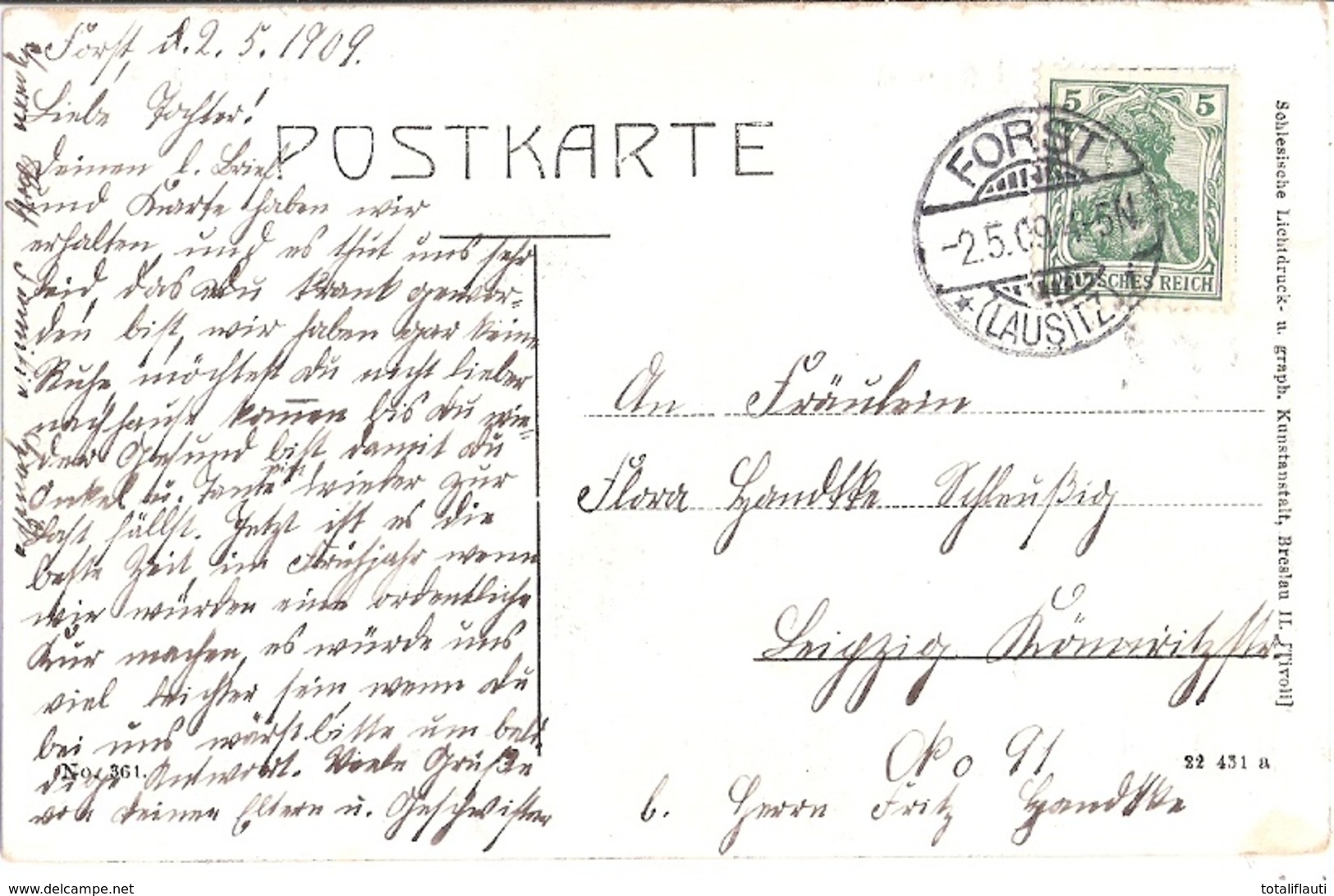 FORST Lausitz Bismarckplatz Denkmal 2.5.1909 Gelaufen - Forst