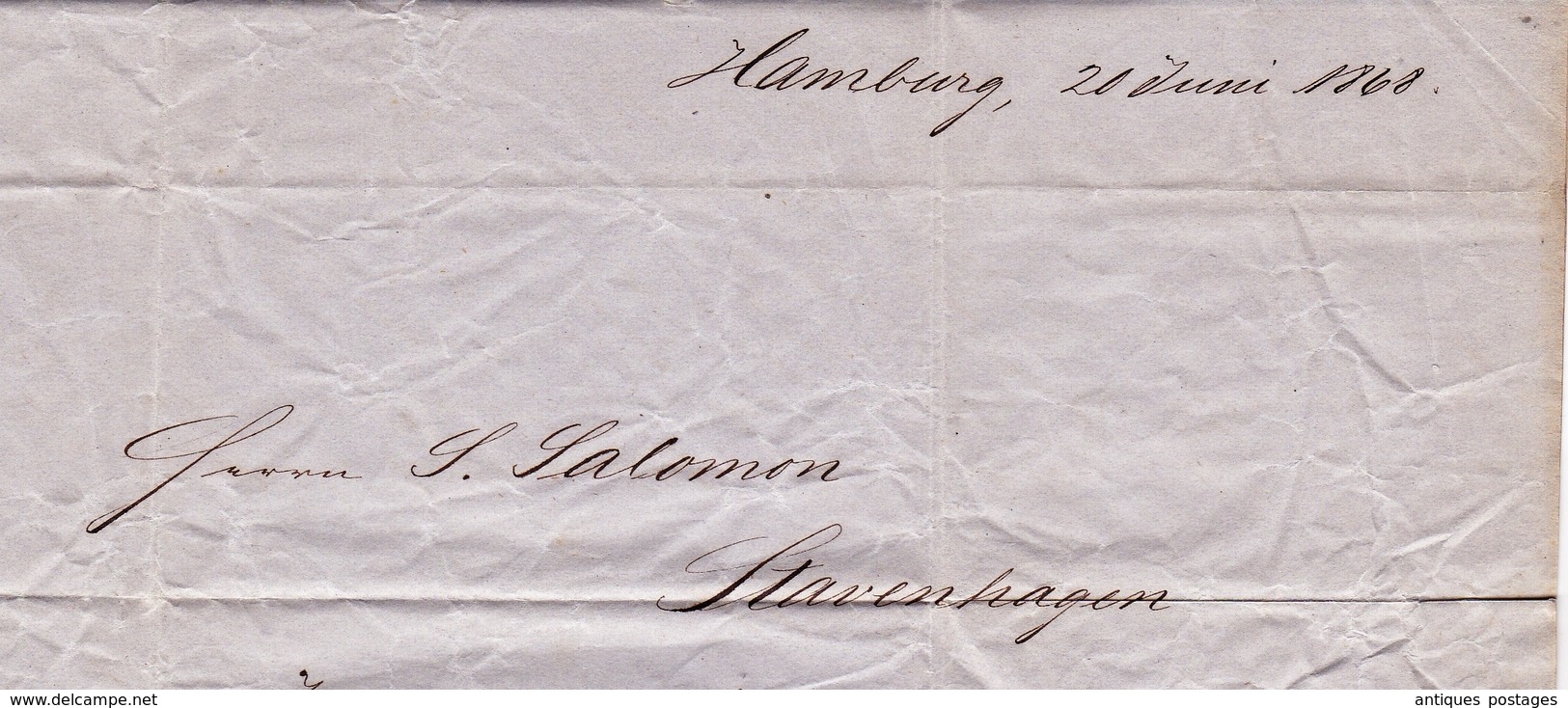 Lettre Hamburg 1868 Worwerk Gebr & Co