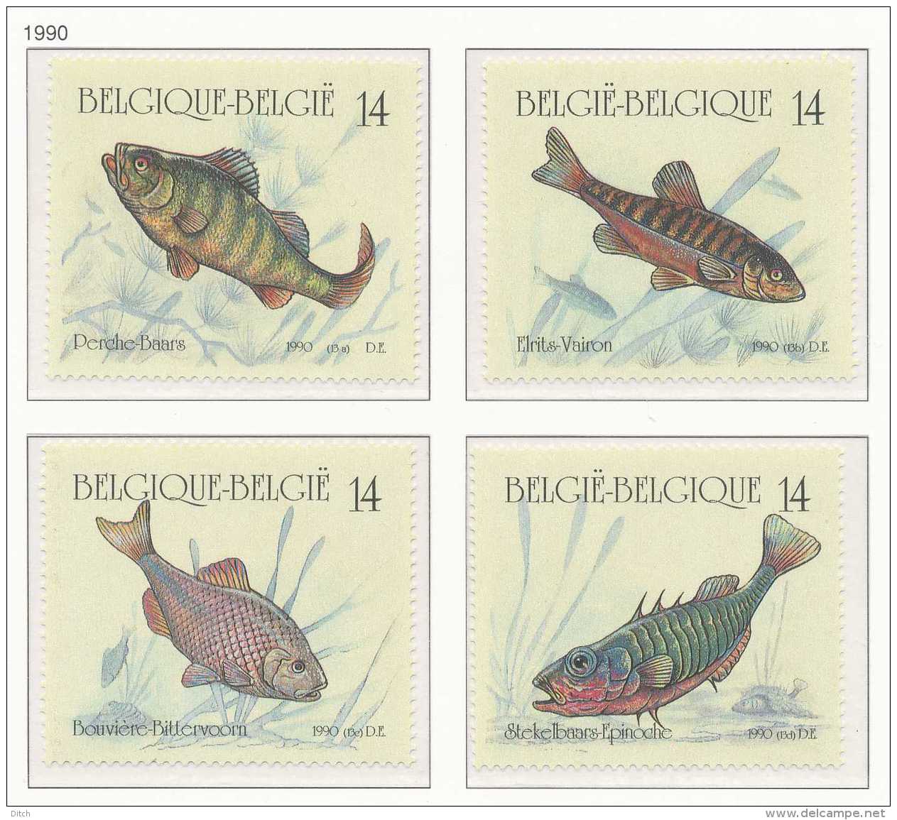 D- [153043] **/Mnh-[2383/86] Belgique 1990, Nature, Poissons Divers, Du Carnet 20, SC, SNC - Poissons