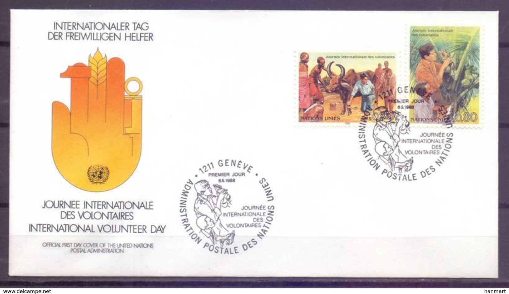 United Nations Geneva 1988 Mi 167-168 FDC ( FDC ZE1 UNG167-168 ) - Fruits