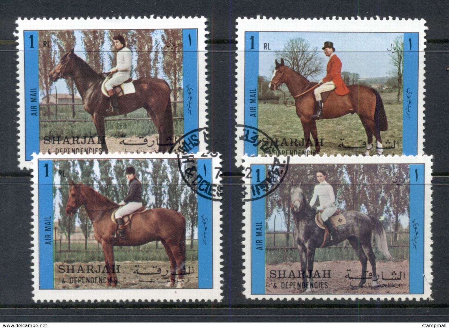 Sharjah 1972 Mi#1296-1299 Horses & Riders CTO - Sharjah