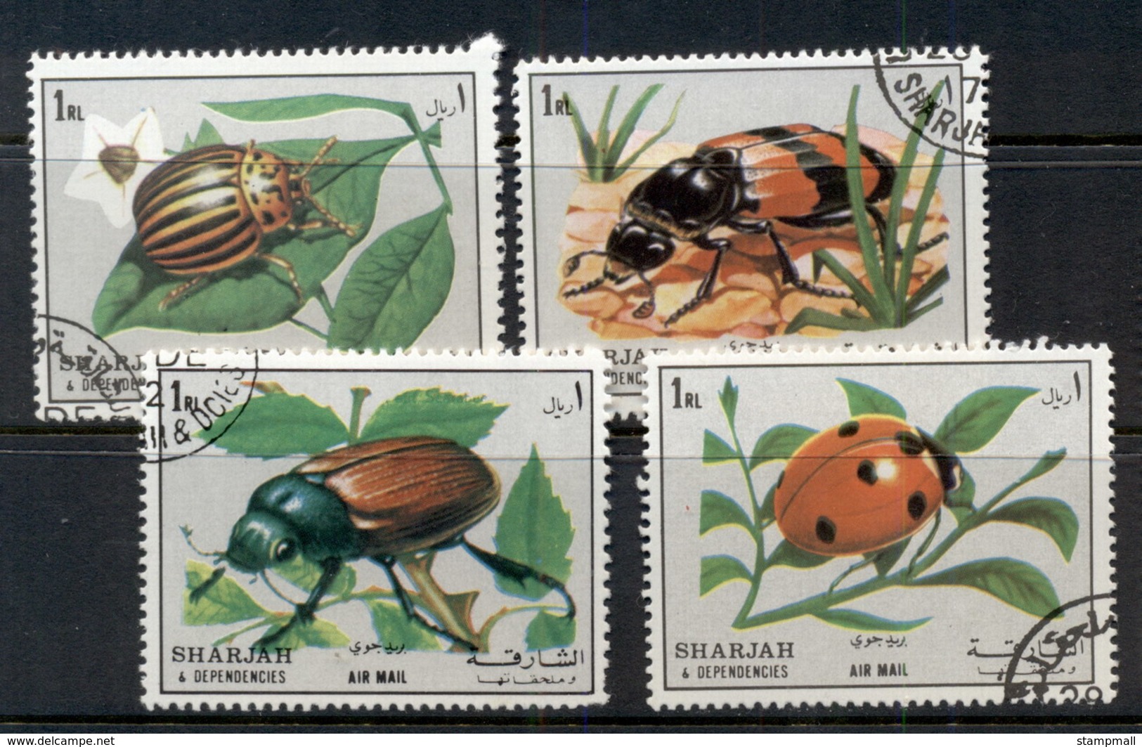 Sharjah 1972 Mi#1300-1303 Insects, Bugs & Beetles CTO - Sharjah