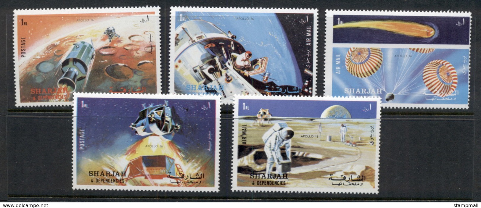 Sharjah 1972 Mi#982-986 Apollo 16 Space Mission MUH - Sharjah