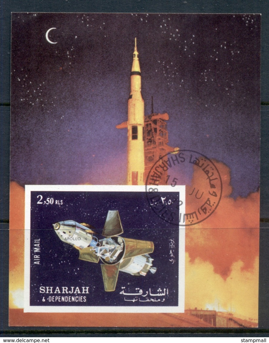 Sharjah 1972 Mi#MS112B Apollo 16 Space Mission MS IMPERF CTO - Sharjah