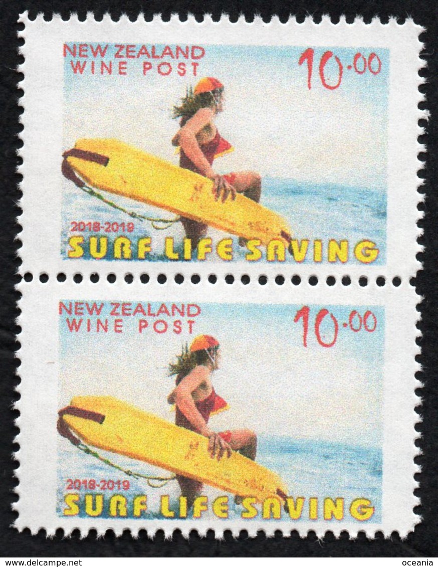 New Zealand Wine Post Surf Life Saving No Overprint Pair - Other & Unclassified