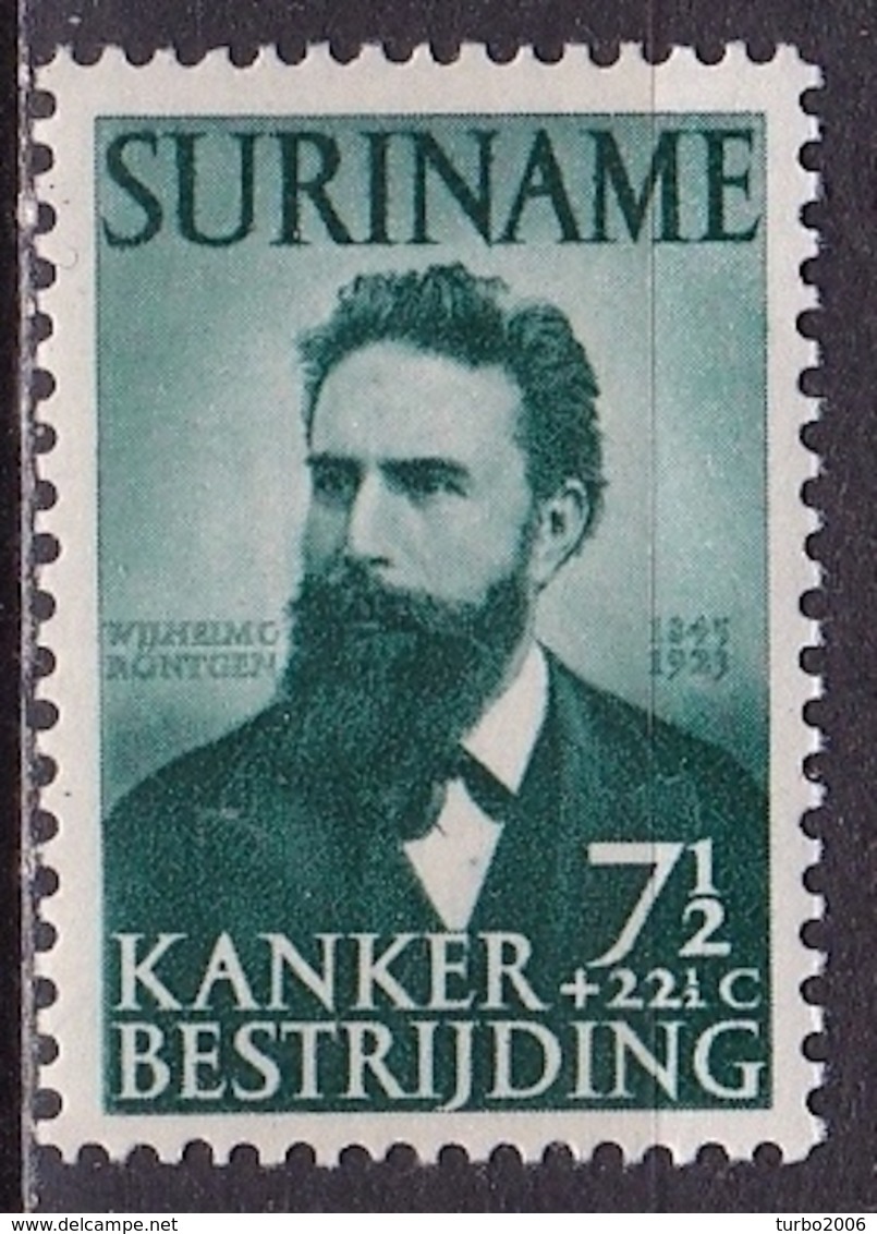 Suriname 1950 Wilhelm Röntgen 7½ + 22½ Cent Groen NVPH 281 Ongestempeld - Suriname ... - 1975