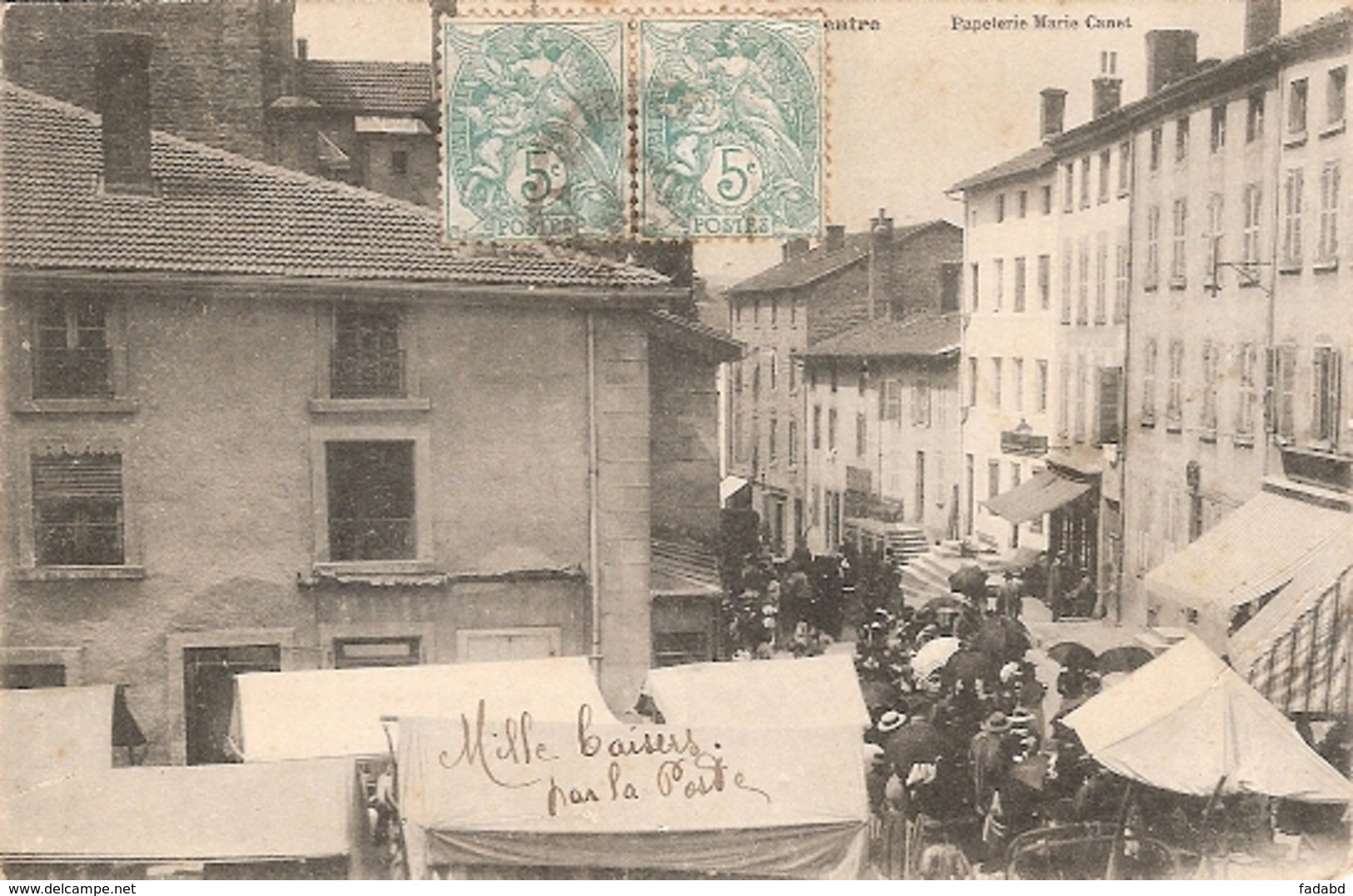 PAPETERIE MARIE CANET LE CENTRE LE LIEU EST CACHE PAR LES TIMBRES IL ME SEMBLE QUE C EST COURS LA VILLE ECRIS - Cours-la-Ville