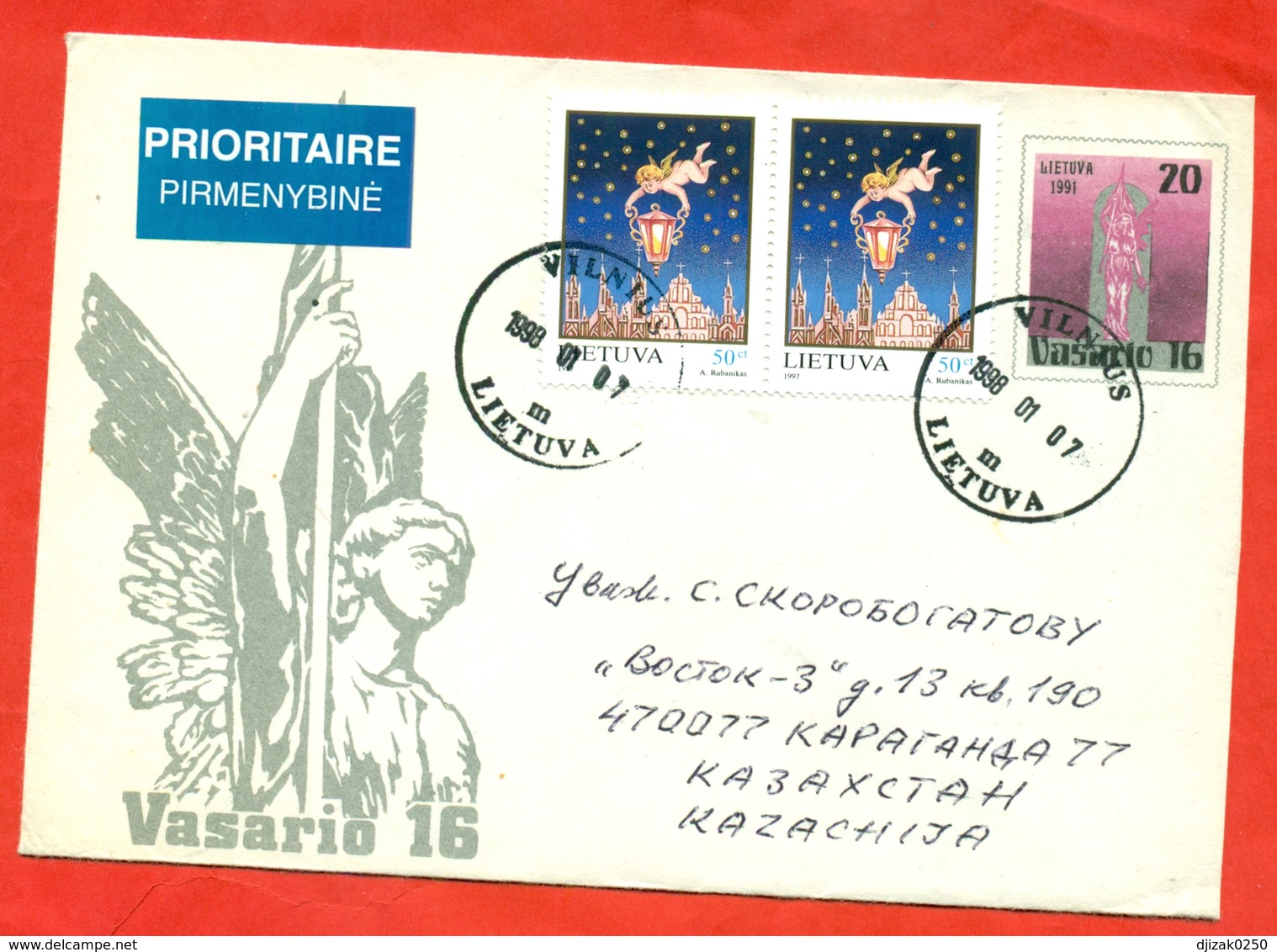 Lithuania 1991. The Envelope Printed Original Stamp Actually Passed The Mail. - Lithuania