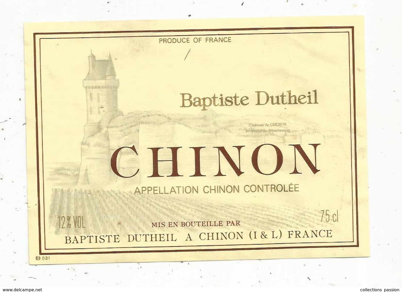 étiquette De Vin , CHINON , Baptiste Dutheil - Sonstige & Ohne Zuordnung