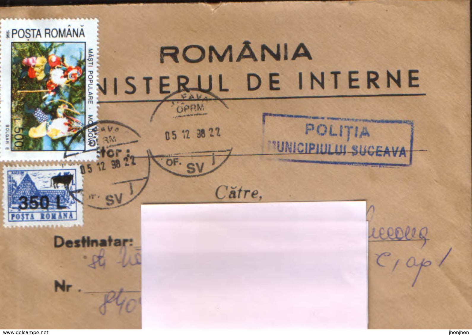 Romania - Registered Cover (Letter) Personalized - Police, Circulated In 1998 - Stamp With Overprint - Zodiac -Taurus - Covers & Documents