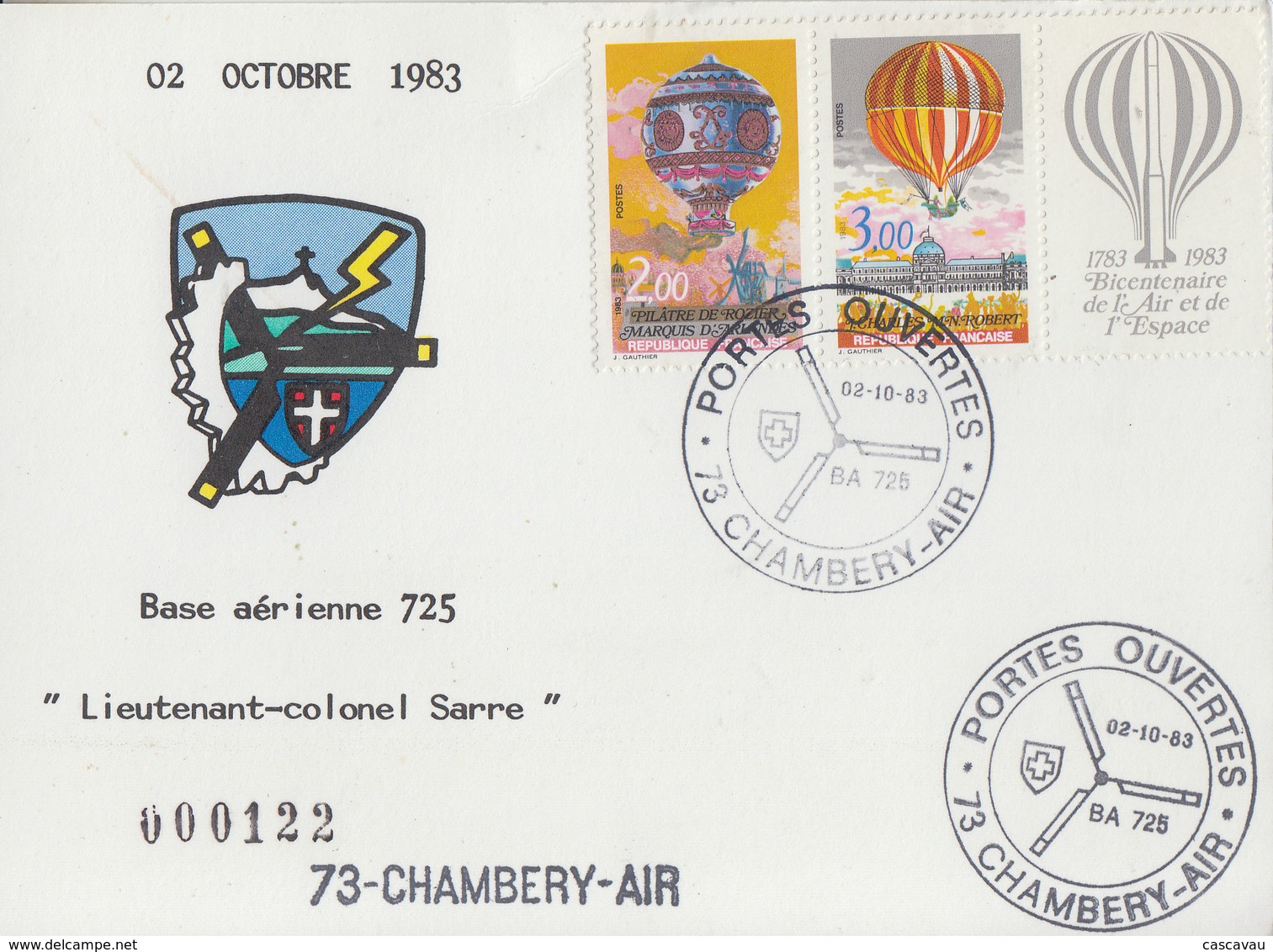 Carte   Journée  PORTES  OUVERTES     Base  Aérienne  725   CHAMBERY   1983 - Militaria