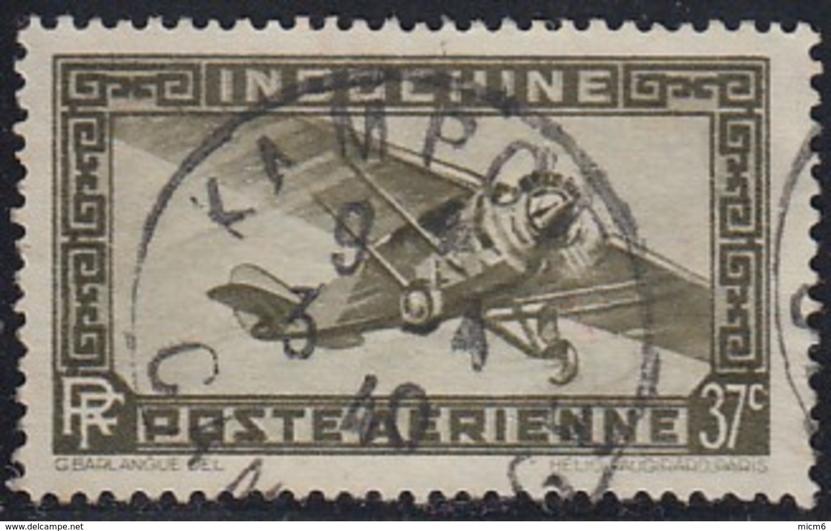 Indochine Province Du Cambodge - Kampot Sur Poste Aérienne N° 8A (YT) N° 16 (AM). Oblitération. - Poste Aérienne