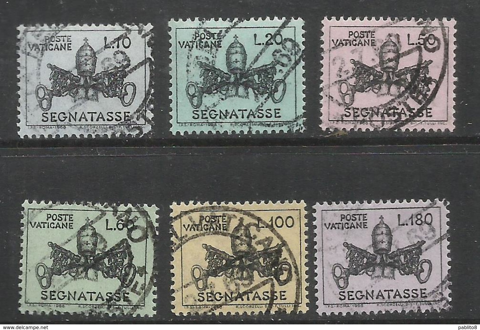 VATICANO VATIKAN VATICAN  1968 SEGNATASSE TAXES DUE TASSE PAOLO VI SERIE COMPLETA USATA COMPLETE SET USED - Taxes