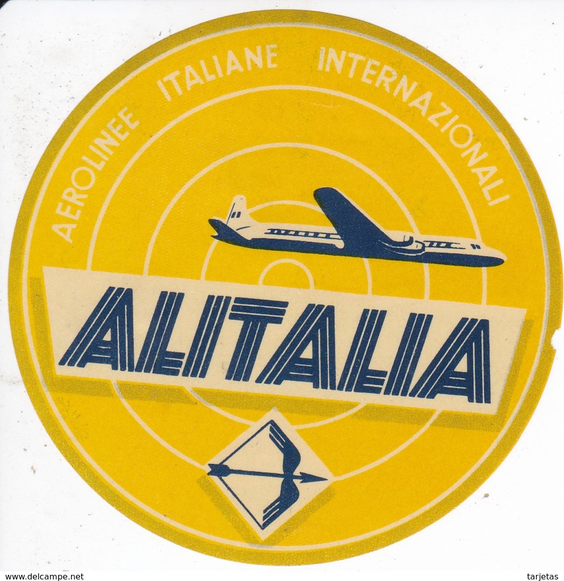 ANTIGUA ETIQUETA DE LA COMPAÑIA AEREA ALITALIA (AVION-PLANE) - Etiquetas De Equipaje