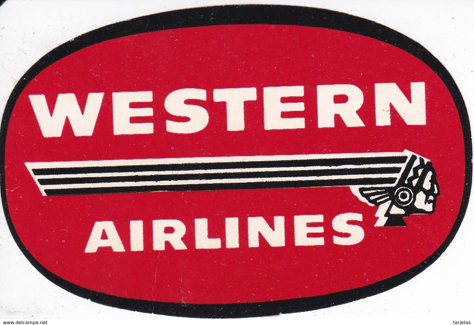 ANTIGUA ETIQUETA DE LA COMPAÑIA AEREA WESTERN AIRLINES (AVION-PLANE) - Aufklebschilder Und Gepäckbeschriftung