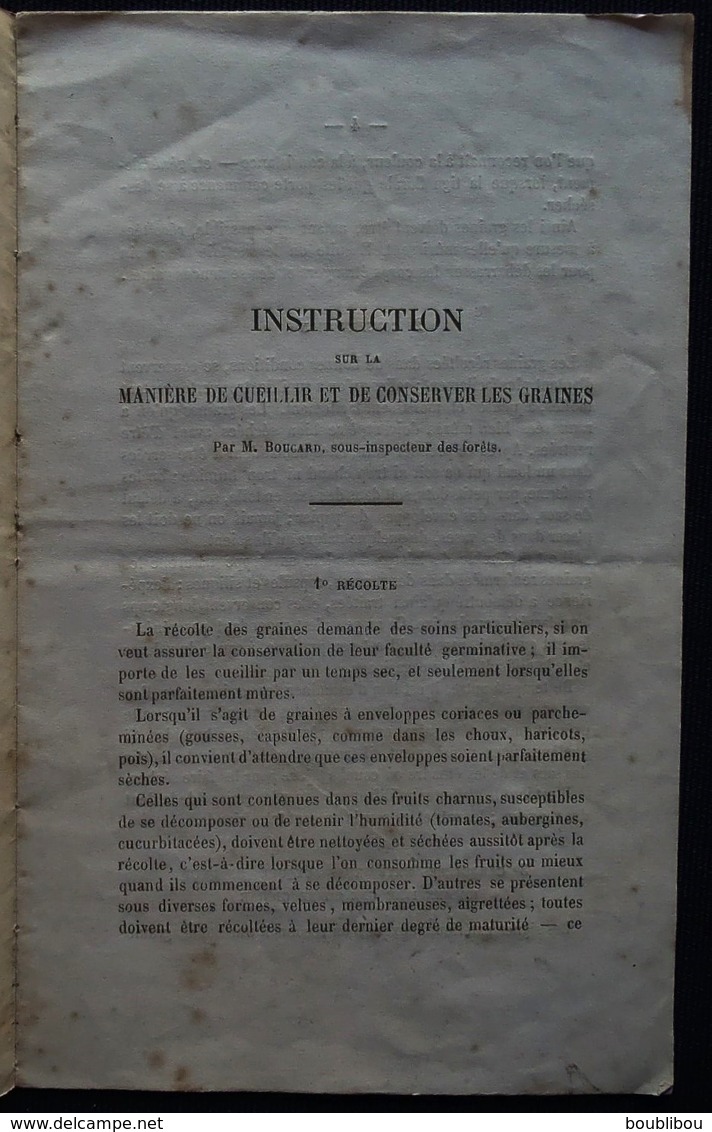 Guerre De 1870 - Instructions Sur La Manière De Receuillir Et De Conserver Les Graines - Chambéry 1871 - Savoie - Décrets & Lois