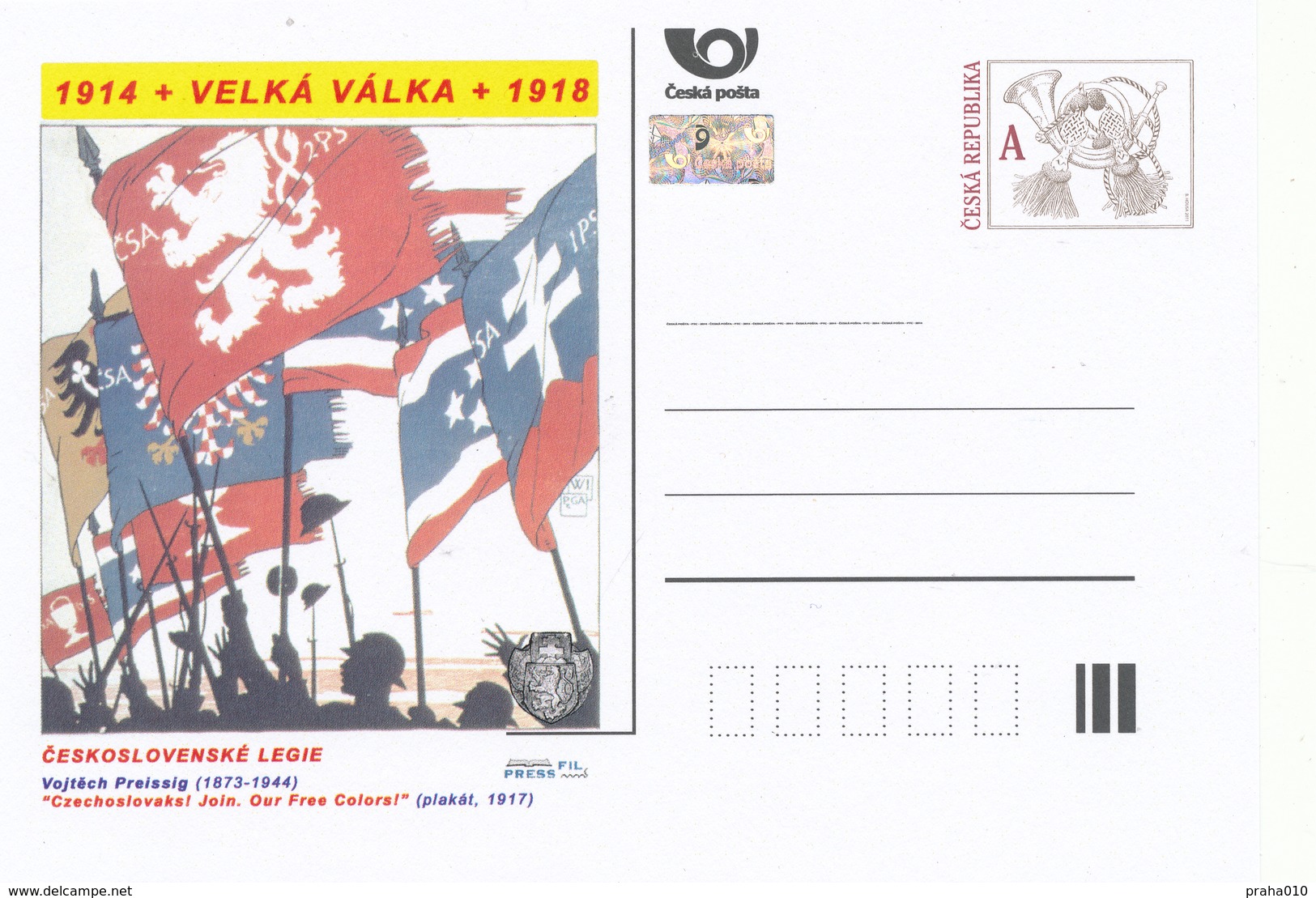 Rep. Ceca / Cart. Postali (Pre2014/23) Grande Guerra 03 Legione Cecoslovacca: Vojtech Preissig "Czechoslovaks! Join.." - Buste