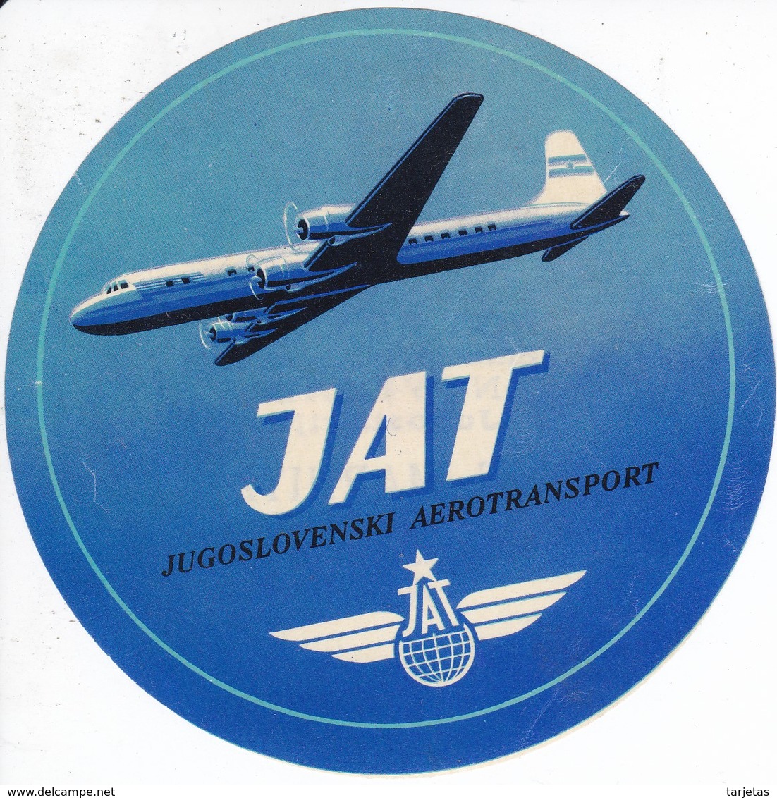 ANTIGUA ETIQUETA DE LA COMPAÑIA AEREA JUGOSLOVENSKI AEROTRANSPORT (AVION-PLANE) JAT - Baggage Labels & Tags