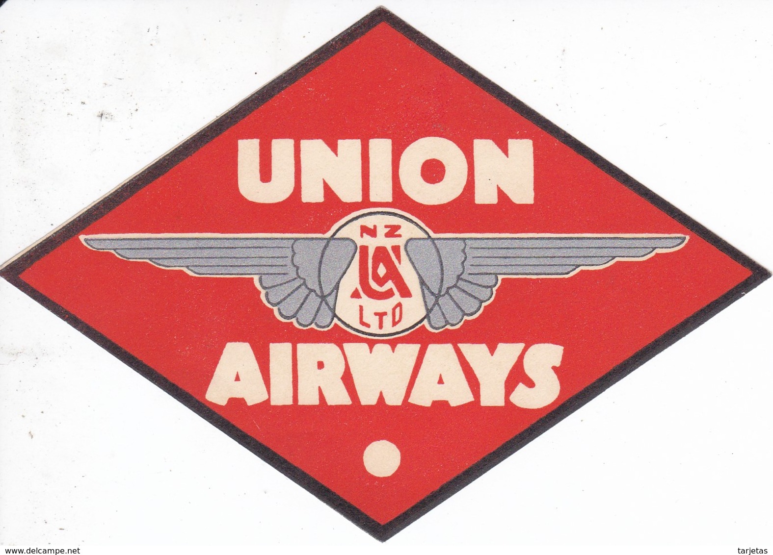 ANTIGUA ETIQUETA DE LA COMPAÑIA AEREA UNION AIRWAYS (AVION-PLANE) NZ LTD - Aufklebschilder Und Gepäckbeschriftung