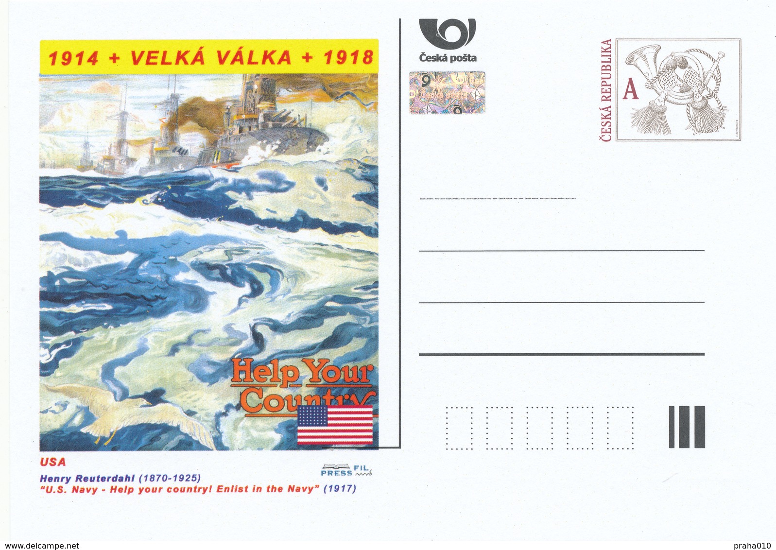 Rep. Ceca / Cart. Postali (Pre2014/24) Great War (WWI) 04 USA: Henry Reuterdahl "U.S. Navy - Help Your Country! ..." - Buste