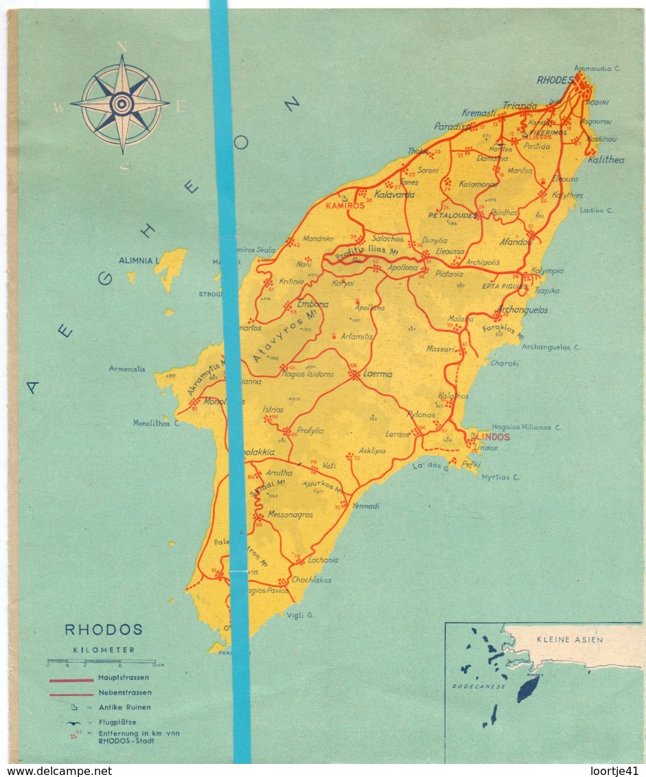 Brochure Dépliant Faltblatt Toerisme Tourisme - Rhodos - Hellas - 1953 - Tourism Brochures