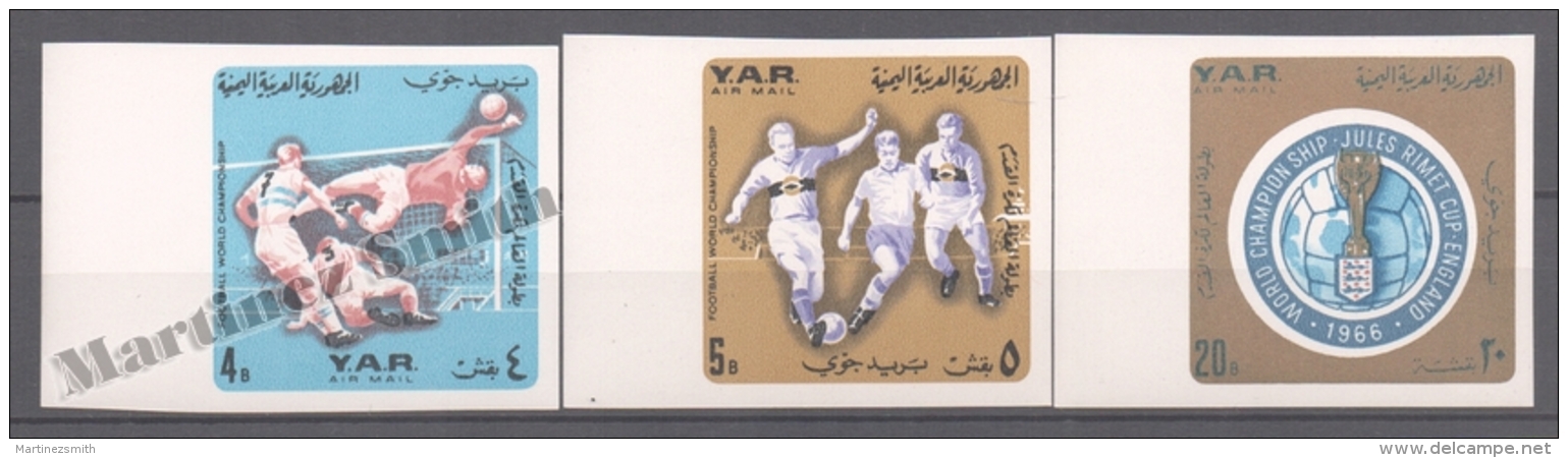 Yemen Arab Republic 1966 Yvert Airmail 60-62, Football World Cup, England - Non Perforated - MNH - Yemen