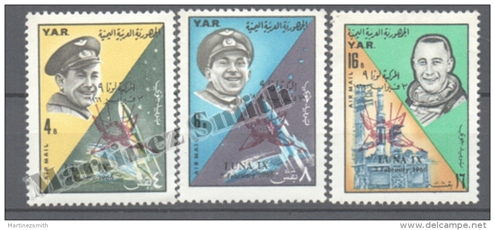 Yemen Arab Republic 1966 Yvert Airmail 66-68, Conquering Space, Overprinted Moon Landing - MNH - Yemen