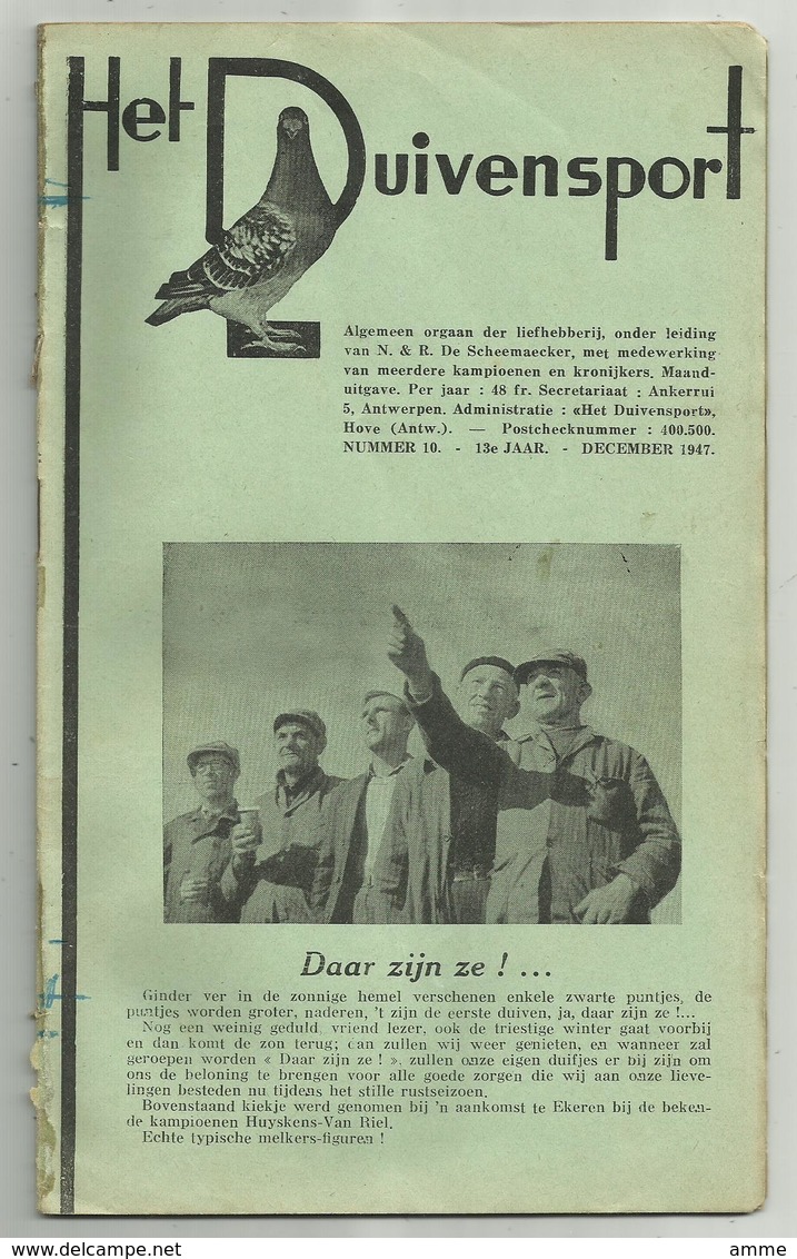 Hove - Het Duivensport   *   12 maanduitgaves , jaargang 1947 ( duivensport - duiven - duif - pigeon)