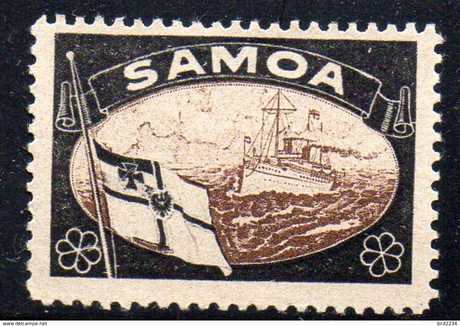 GERMANY EMPIRE 1920-22 LOST TERRITORIES COLONIES MOURNING LABEL 2ND PRINTING NO WATERMARK - SAMOA SHIPS - Samoa