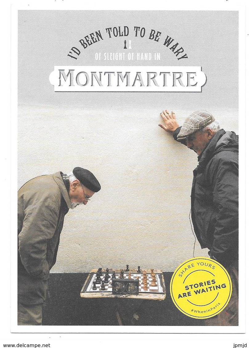 Carte Publicitaire Eurostar - I'D BEEN TOLD TO BE WARY ... MONTMARTRE - échecs Chess - Scacchi