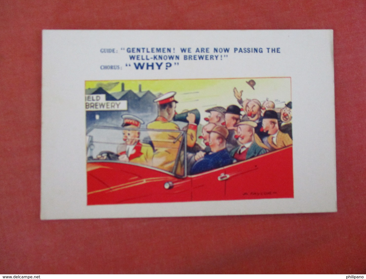 Signed Taylor   Touring Car Passing Brewery-- Why  Ref 3071 - Humour