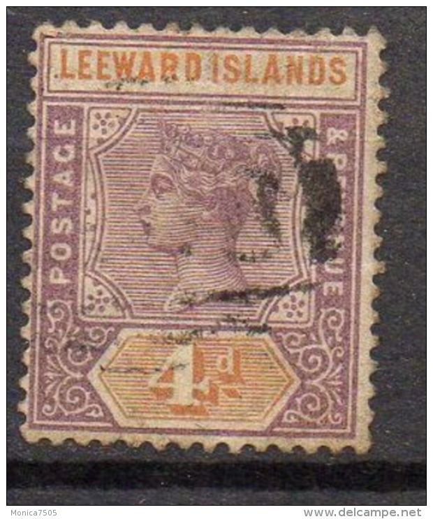 LEEWARD ( POSTE ) : N° Y&amp;T  4  TIMBRE  BIEN  OBLITERE  . - Leeward  Islands
