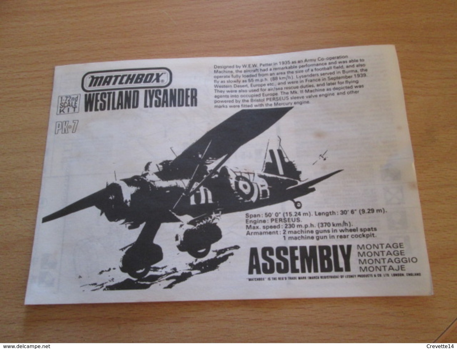 MAQUETTE COLLECTOR MATCHBOX WESTLAND LYSANDER : COMPLET PIECES TOUJOURS SUR GRAPPES