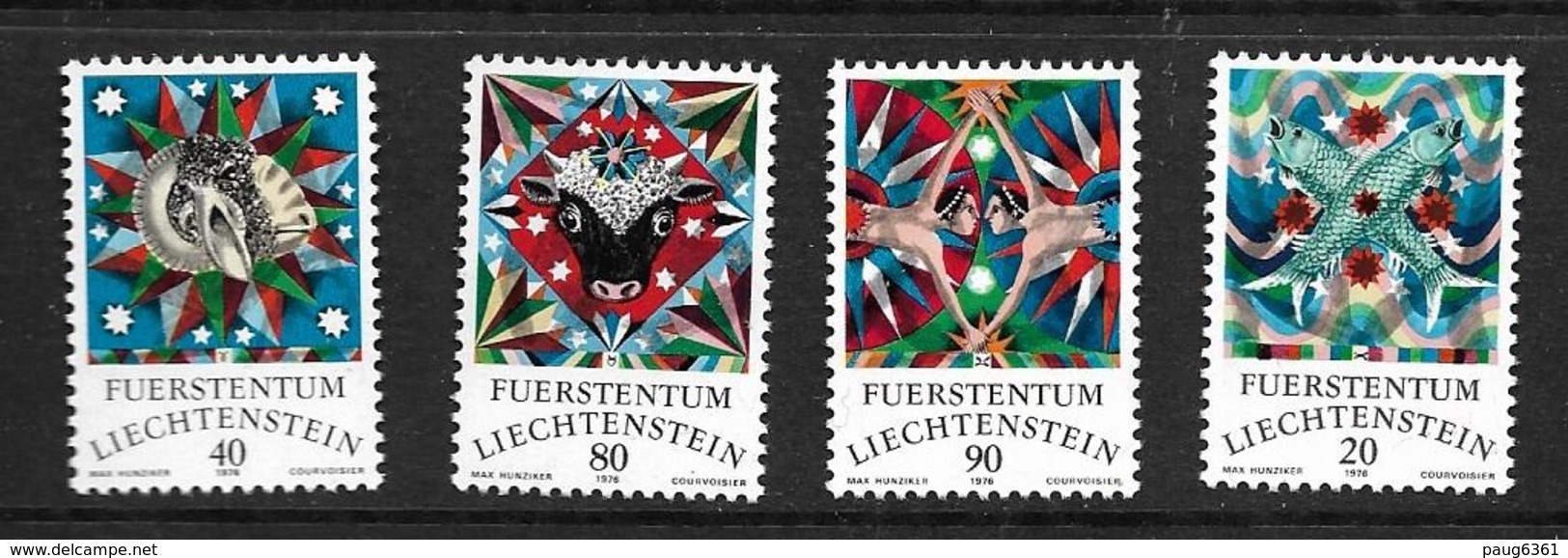 LIECHTENSTEIN 1976 ZODIAQUE  YVERT N°599/602  NEUF MNH** - Astrologie