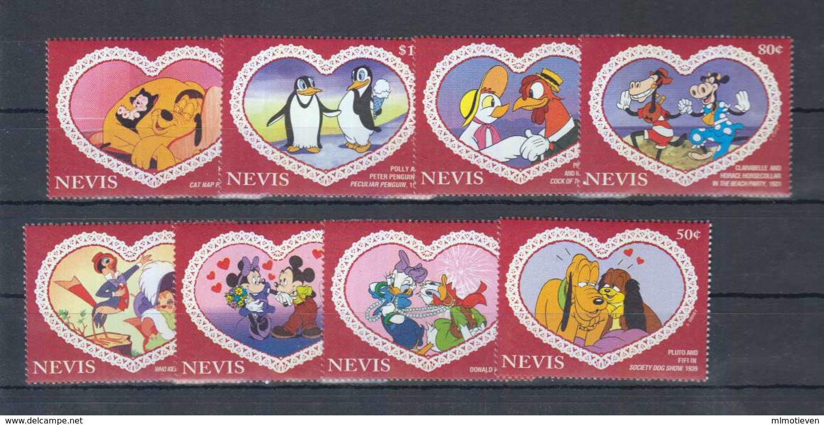 MWD-DSN255 MINT PF/MNH ¤ NEVIS 1995 KOMPL. SET ¤ THE WORLD OF WALT DISNEY -- FRIENDS OF WALT DISNEY - Disney