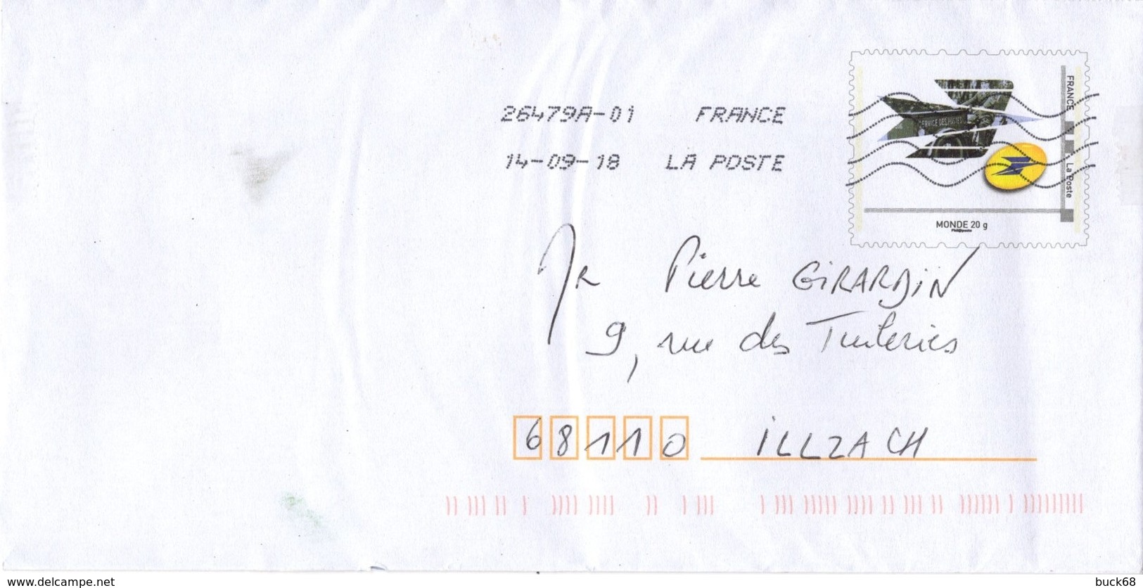 PAP Entier Postal Logo De La Poste Tarif 20 G Monde - Prêts-à-poster:  Autres (1995-...)