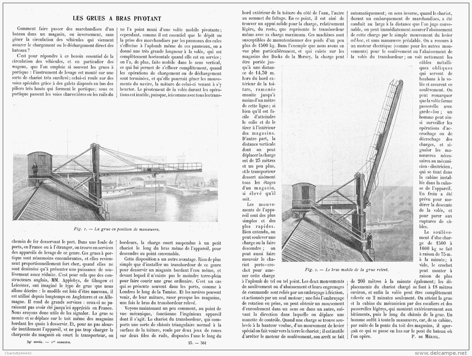 LES GRUES  à  BRAS  PIVOTANT    1911 - Autres & Non Classés