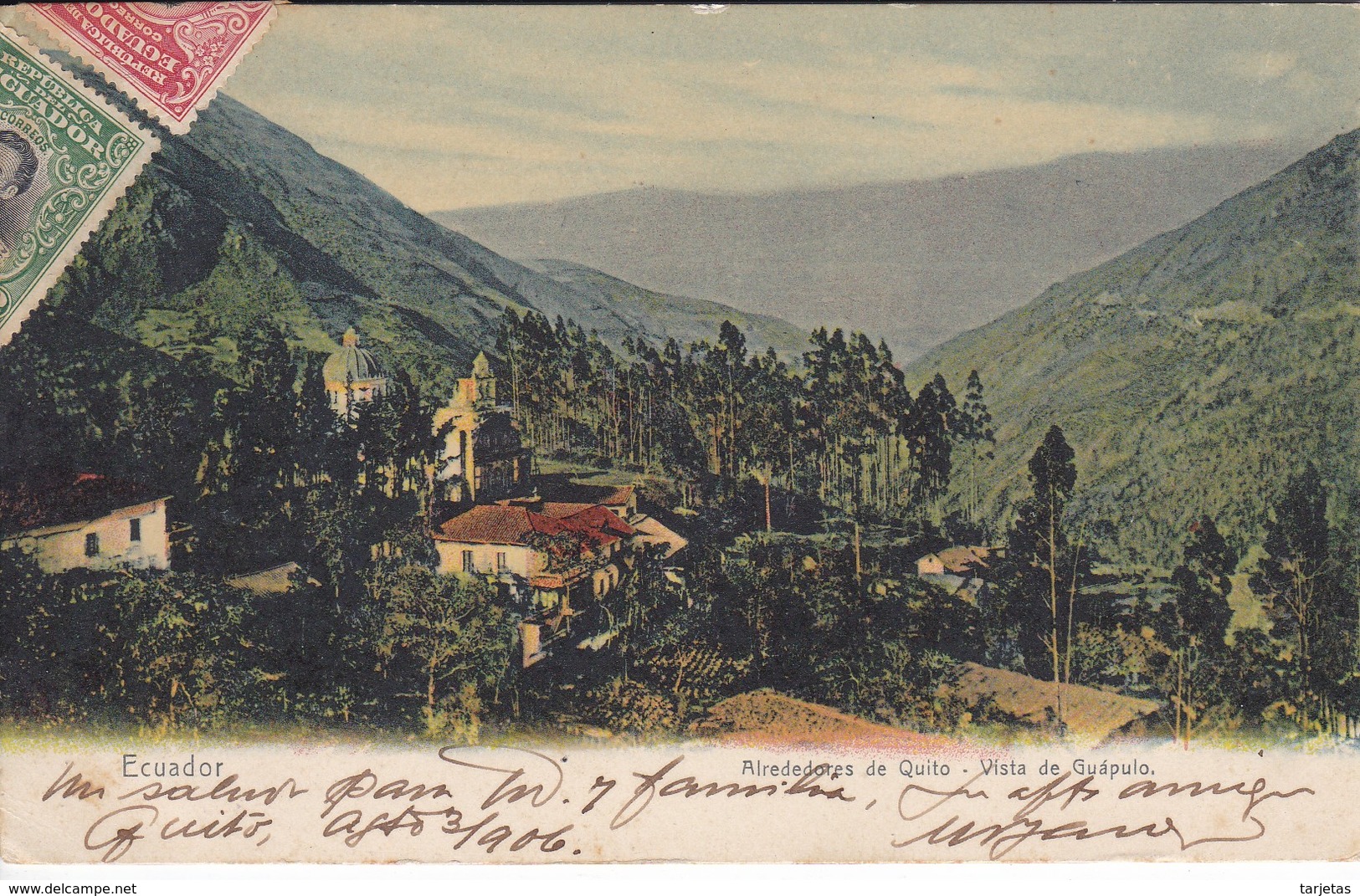 POSTAL DE VISTA DE GUAPULO EN LOS ALREDEDORES DE QUITO DEL AÑO 1906 - ECUADOR - Ecuador