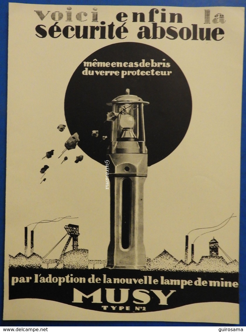 Lampe De Mine Musy à Anzin (Nord) - 1929 - Autres & Non Classés