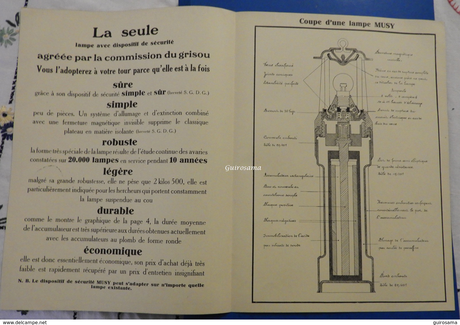 Lampe De Mine Musy à Anzin (Nord) - 1929 - Autres & Non Classés