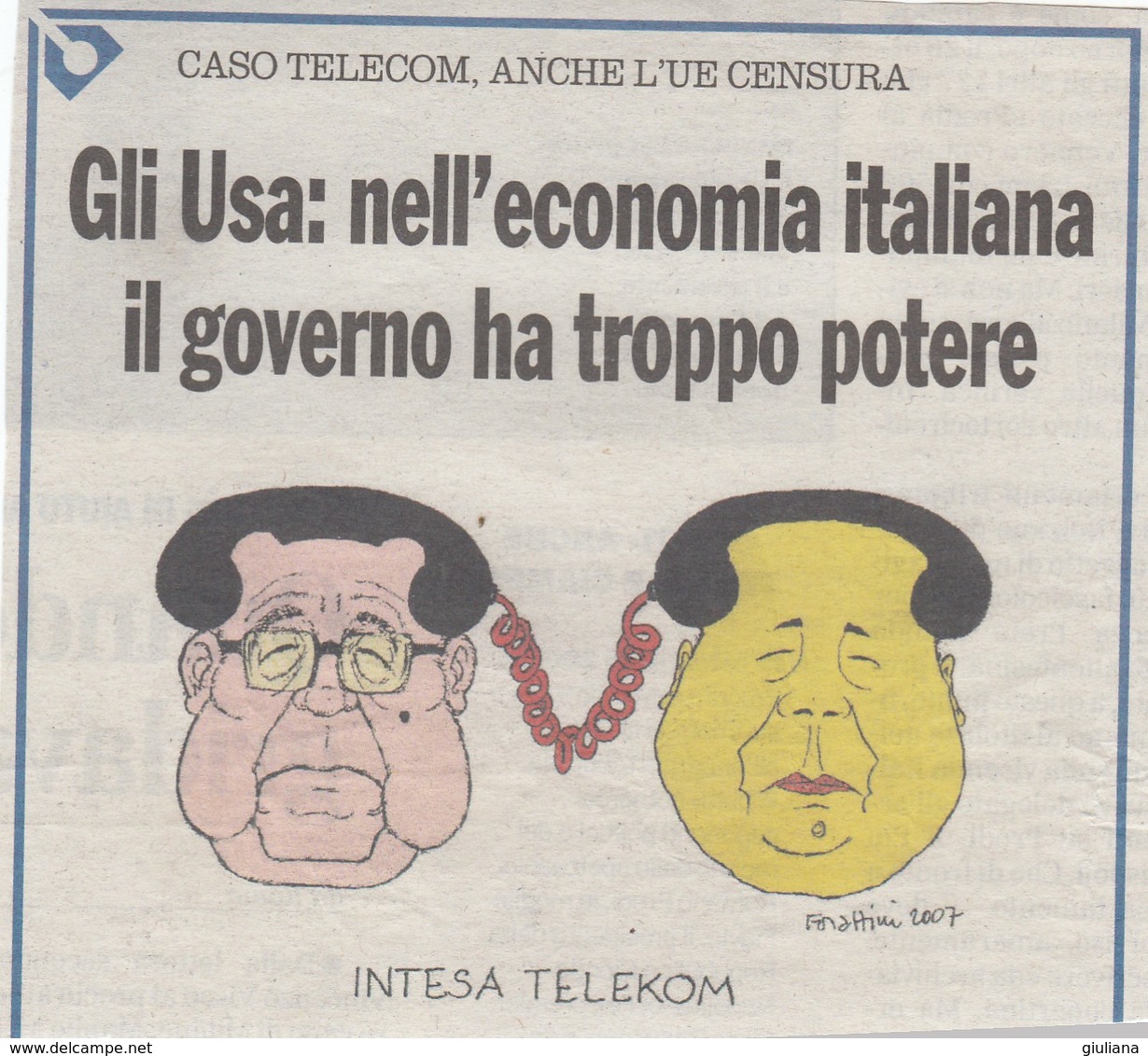 Vignetta Forattini 2007 Da Ritagli Di Giornali - Sonstige & Ohne Zuordnung