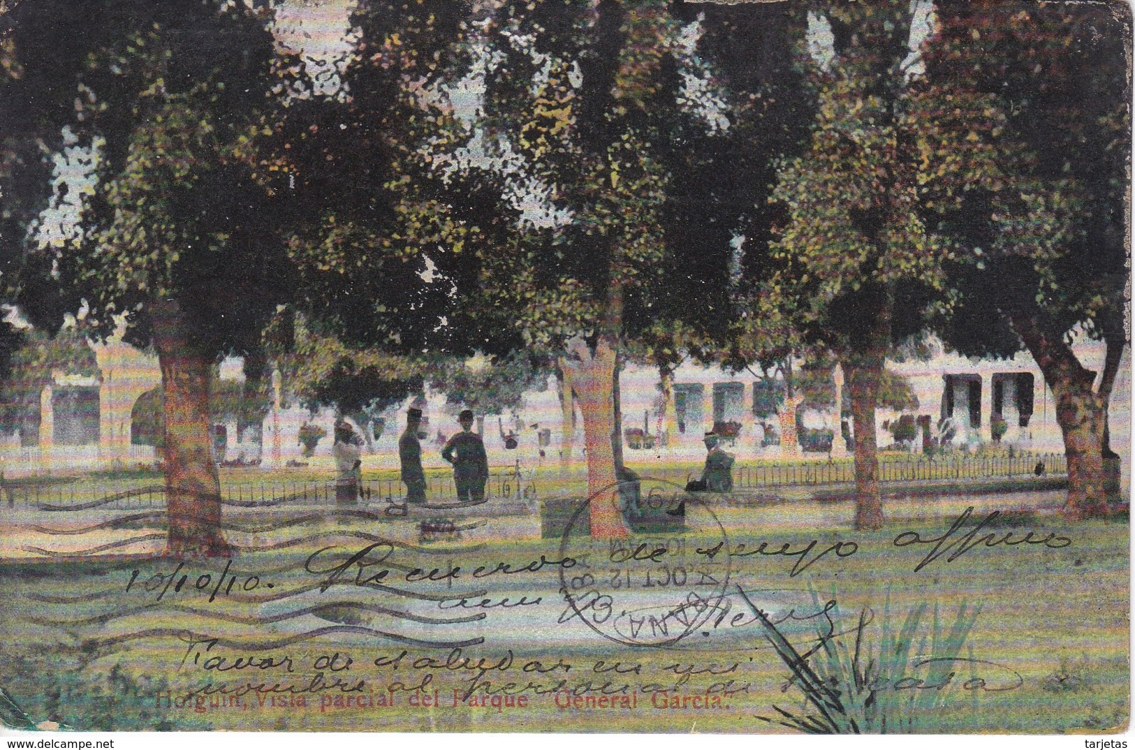 POSTAL DE HOLGUIN VISTA PARCIAL DEL PARQUE GENERAL GARCIA DEL AÑO 1910 (JOSE BETANCOURT) - Cuba