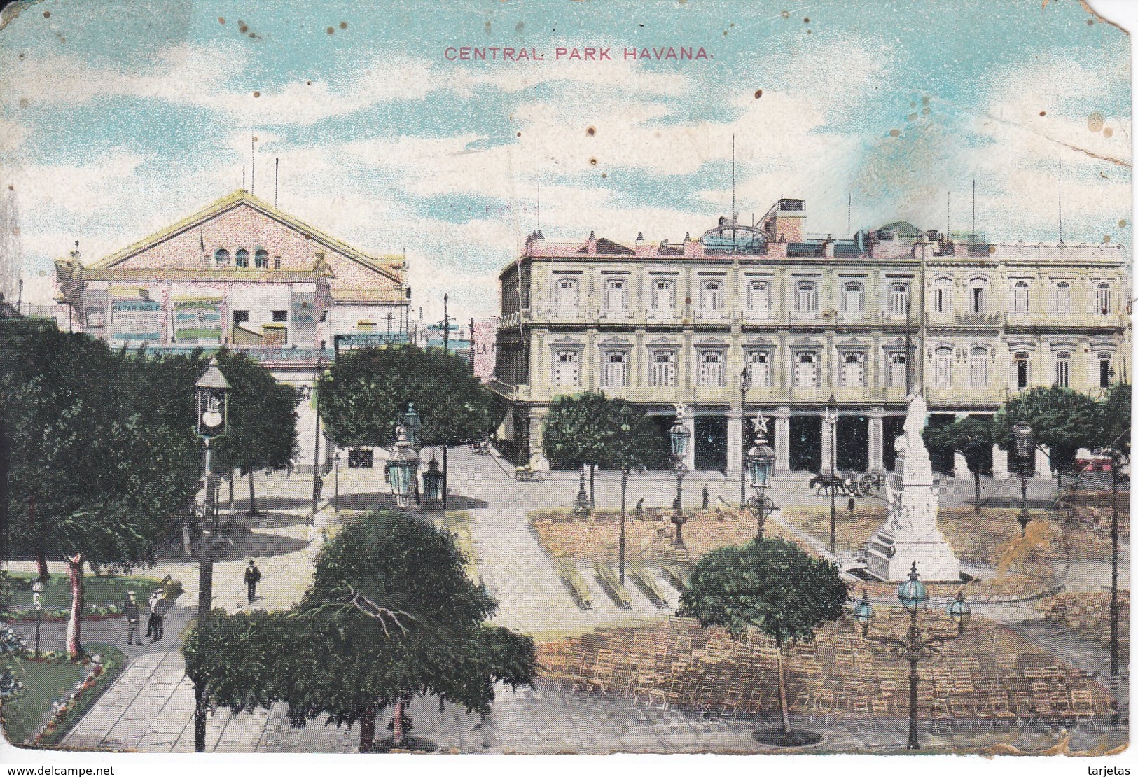 POSTAL DE LA HAVANA DE CENTRAL PARK CON PUBLICIDAD DE TABACO FLOR DE MI VEGA - Cuba