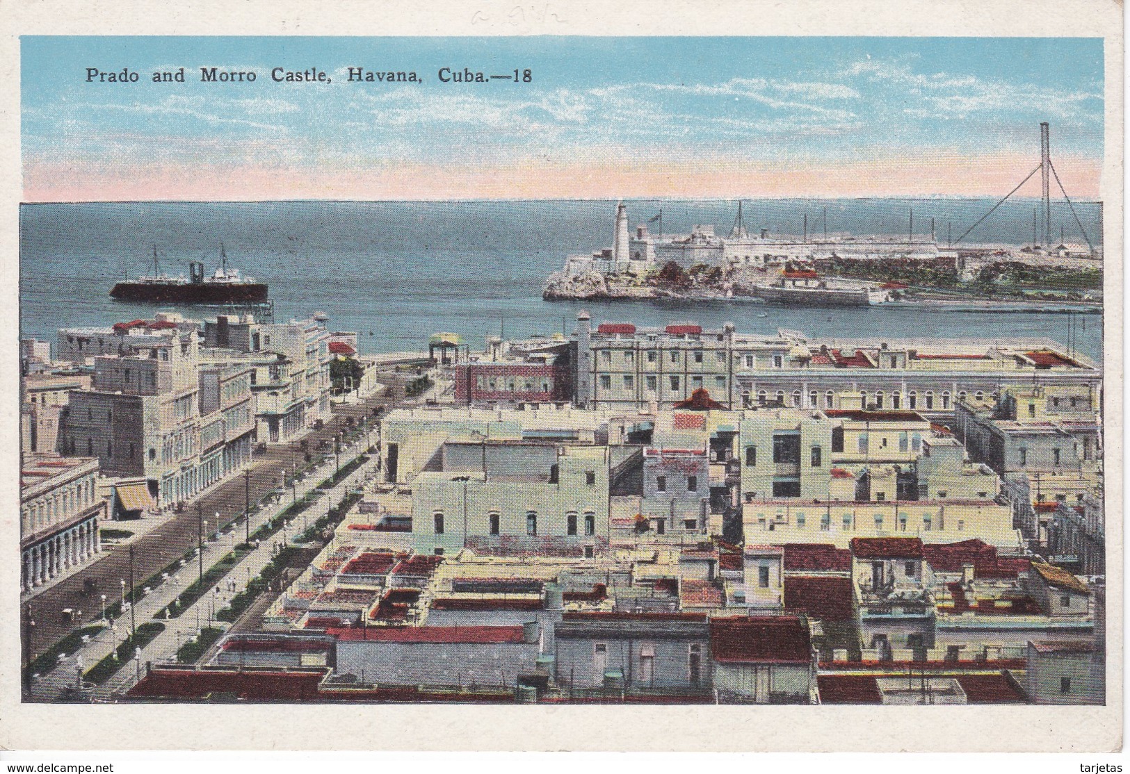 POSTAL DE LA HAVANA DE PRADO AND MORRE CASTLE (HARRIS BROS) - Cuba