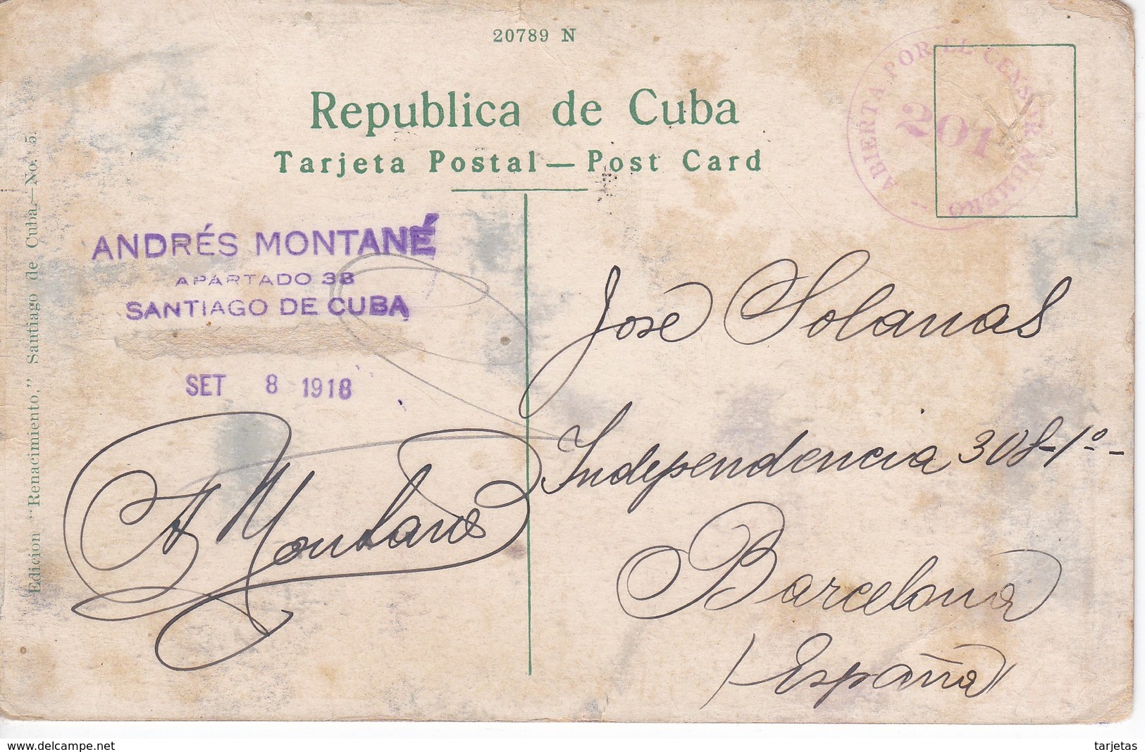 POSTAL DE SANTIAGO DE CUBA DEL TEATRO VISTA ALEGRE DEL AÑO 1918 (EDIC. RENACIMIENTO) - Cuba