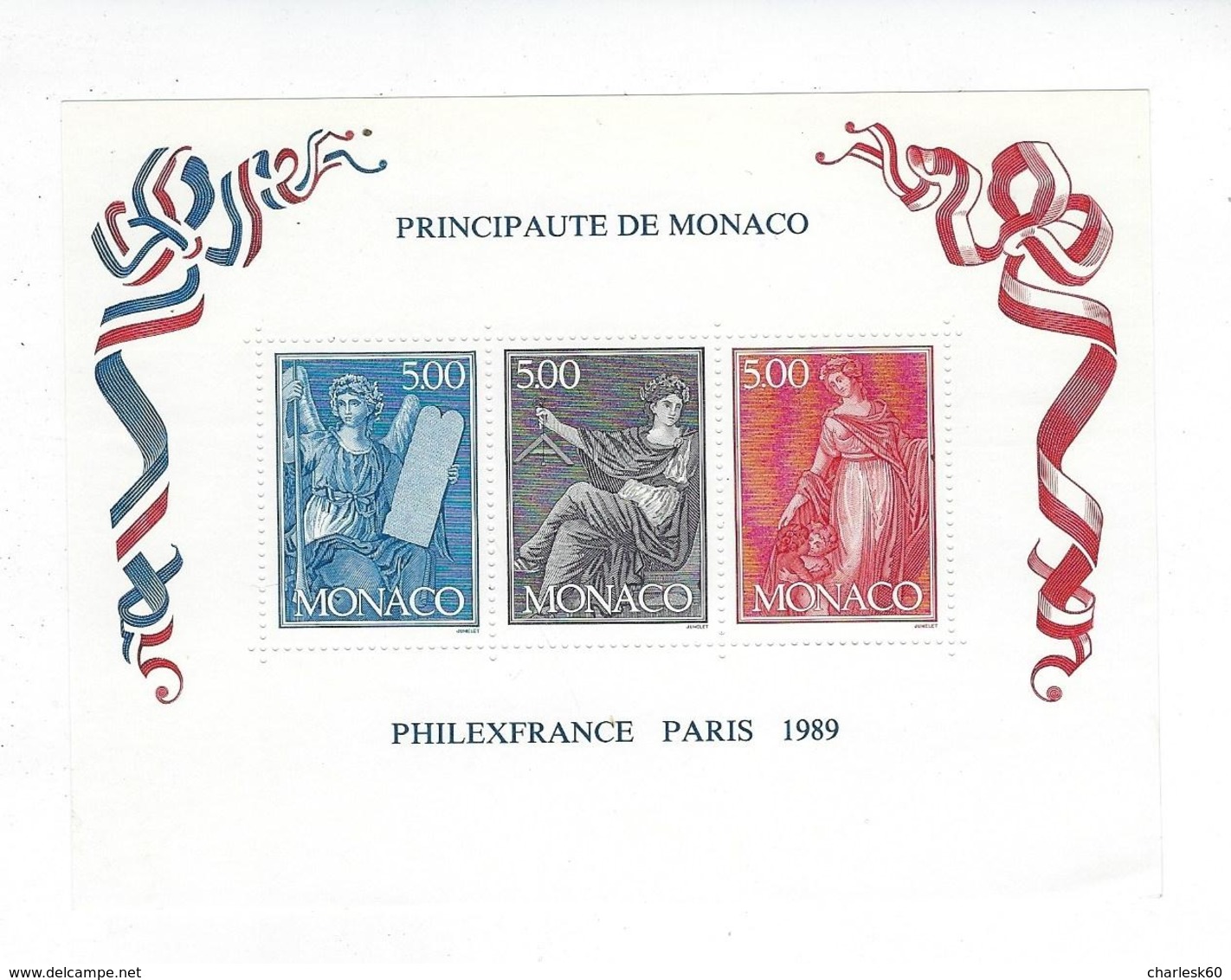 Timbres - Monaco - Bloc - Philexfrance - Paris - 1989 - Blocks & Kleinbögen