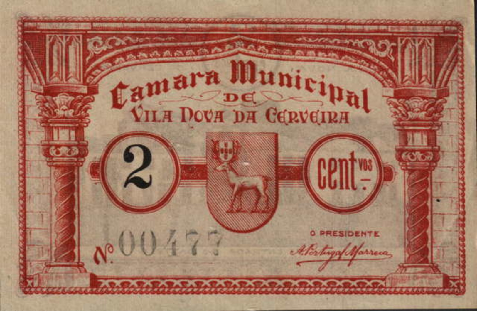 CÉDULA DE 2 CENTAVO N/D Nº.00447 - Portugal