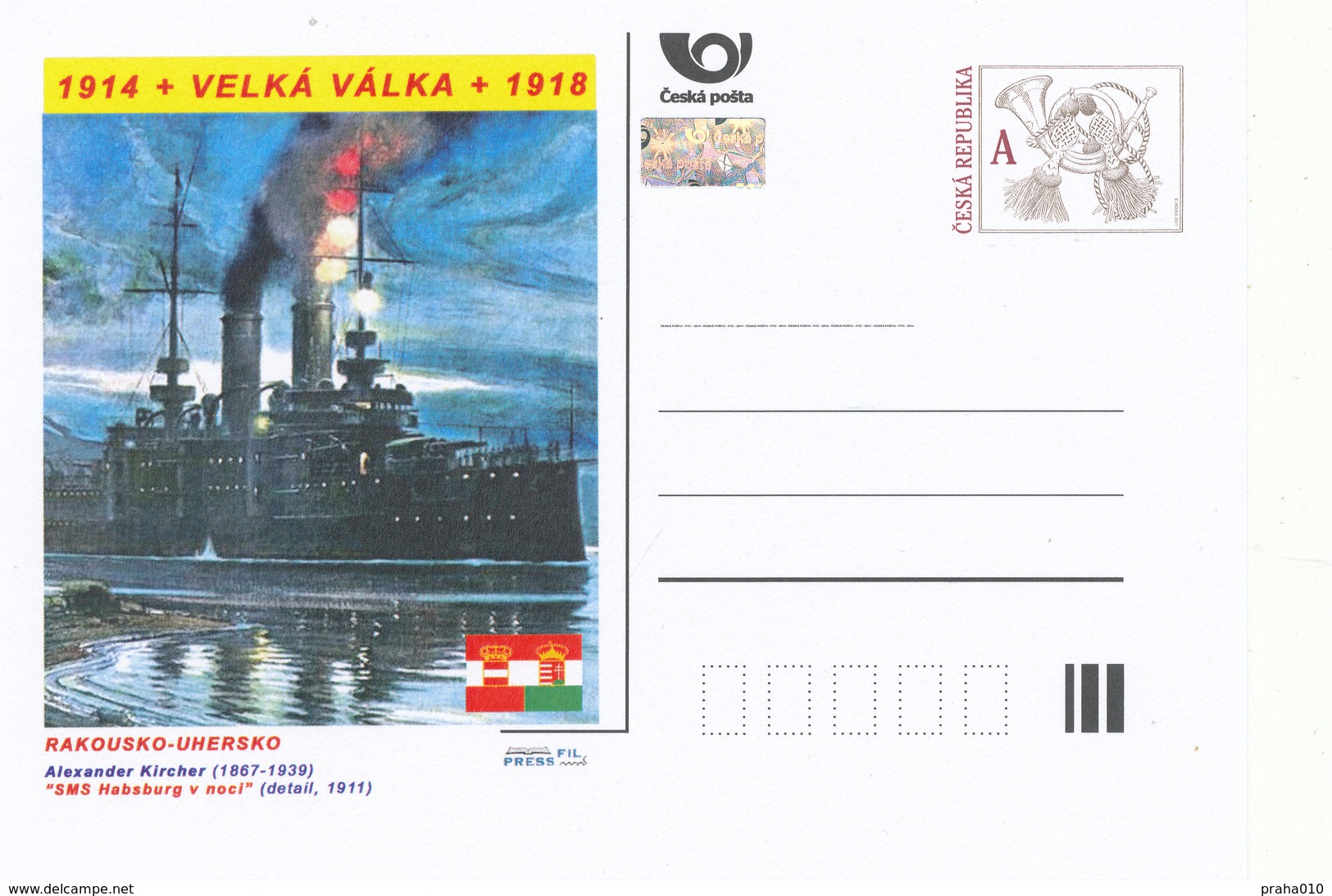 Rep. Ceca / Cart. Postali (Pre2014/33) Grande Guerra - 13 Austria-Hungary: Alexander Kircher "SMS Habsburg At Night" - Buste